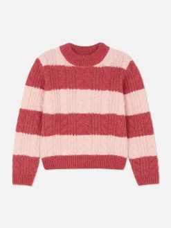 Striped Cable Knit Sweater