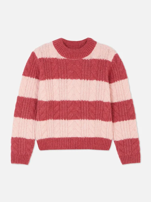 Striped Cable Knit Sweater
