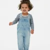 Striped Long Sleeve T-Shirt And Denim Overalls Set