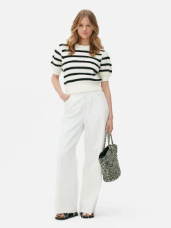 Striped Puff Sleeve Pullover