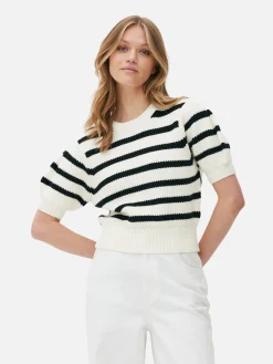Striped Puff Sleeve Pullover