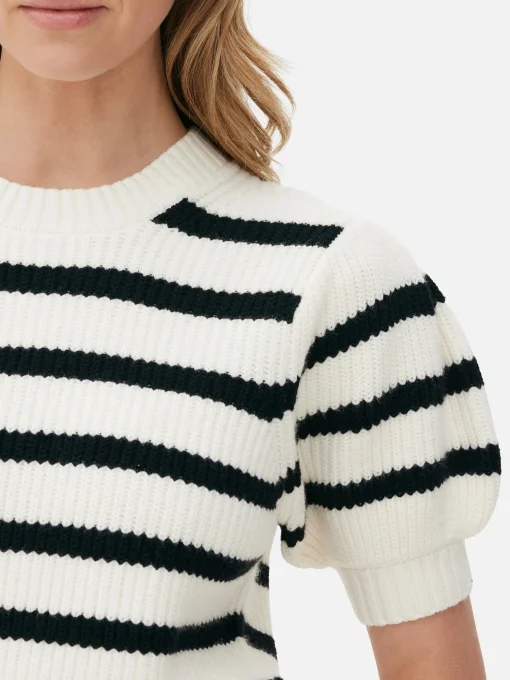 Striped Puff Sleeve Pullover