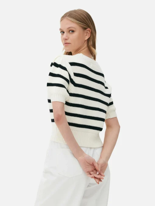 Striped Puff Sleeve Pullover