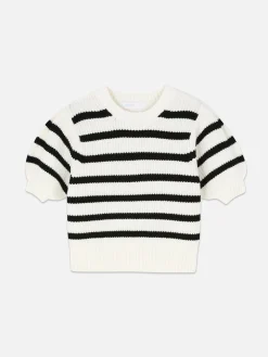 Striped Puff Sleeve Pullover