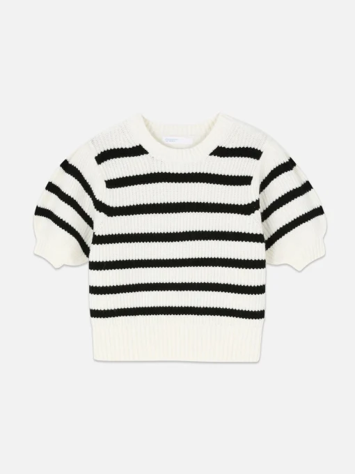 Striped Puff Sleeve Pullover