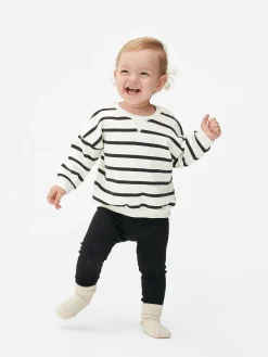 Striped Sweatshirt And Ribbed Leggings Set