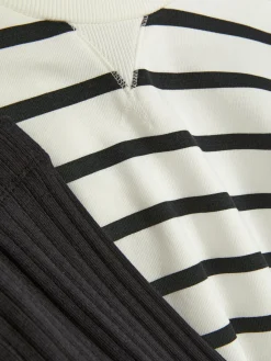 Striped Sweatshirt And Ribbed Leggings Set