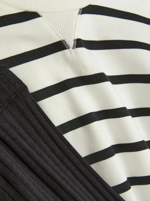 Striped Sweatshirt And Ribbed Leggings Set