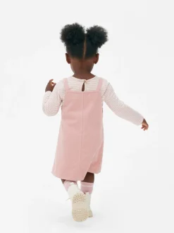 Striped T-Shirt And Corduroy Dress Set
