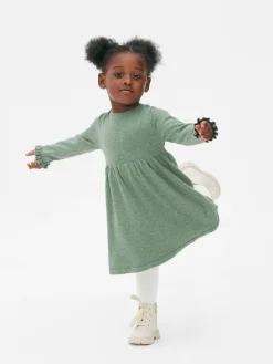 Swiss Dot Knit Dress And Tights Set