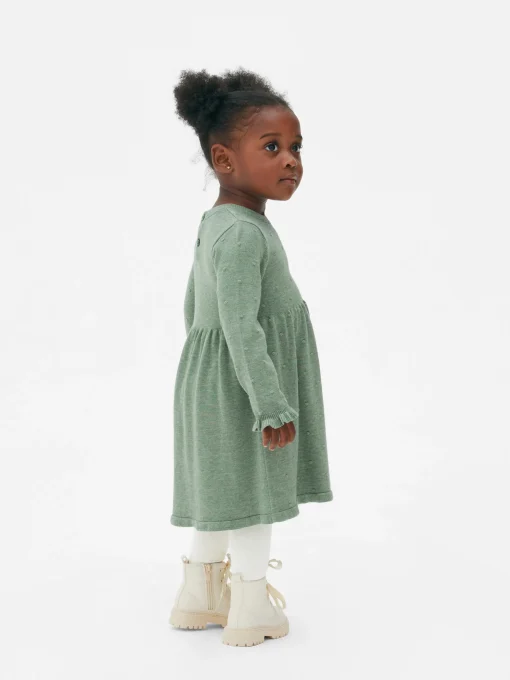 Swiss Dot Knit Dress And Tights Set