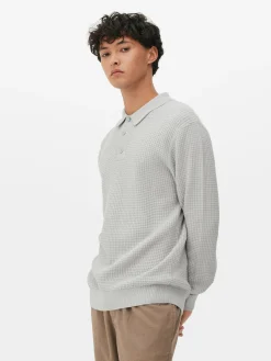 Textured Polo Sweater