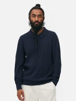 Textured Polo Sweater