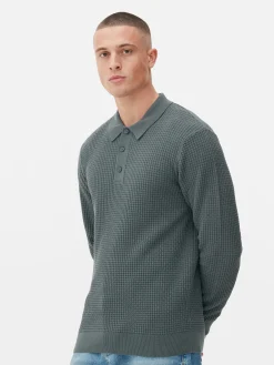 Textured Polo Sweater