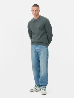 Textured Polo Sweater