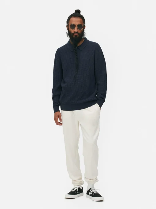 Textured Polo Sweater