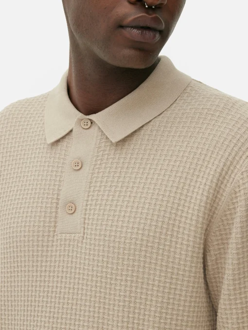 Textured Polo Sweater