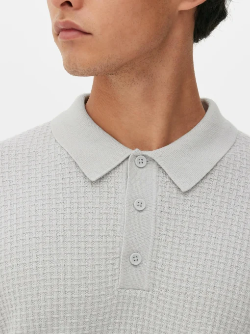 Textured Polo Sweater