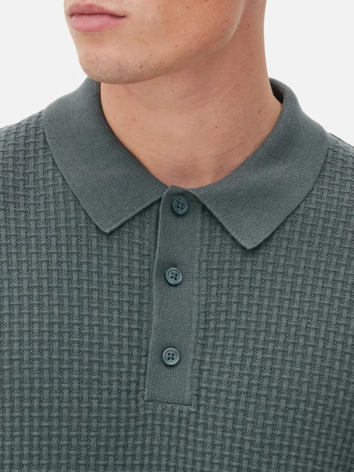 Textured Polo Sweater