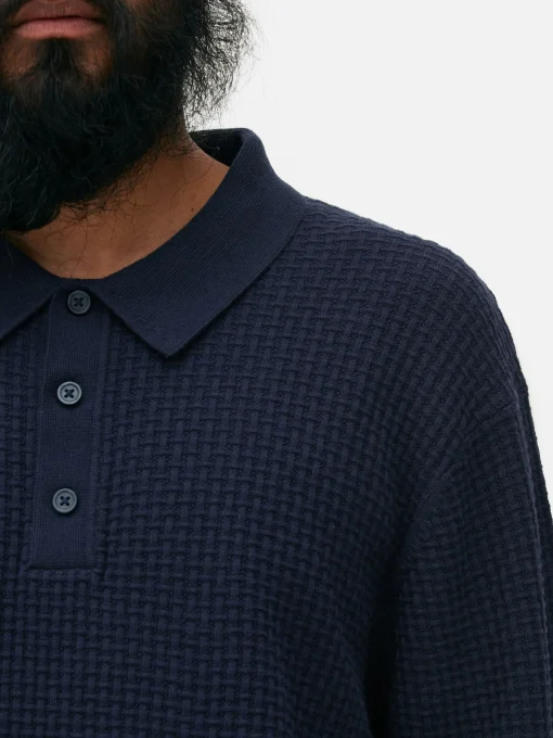 Textured Polo Sweater