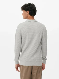 Textured Polo Sweater