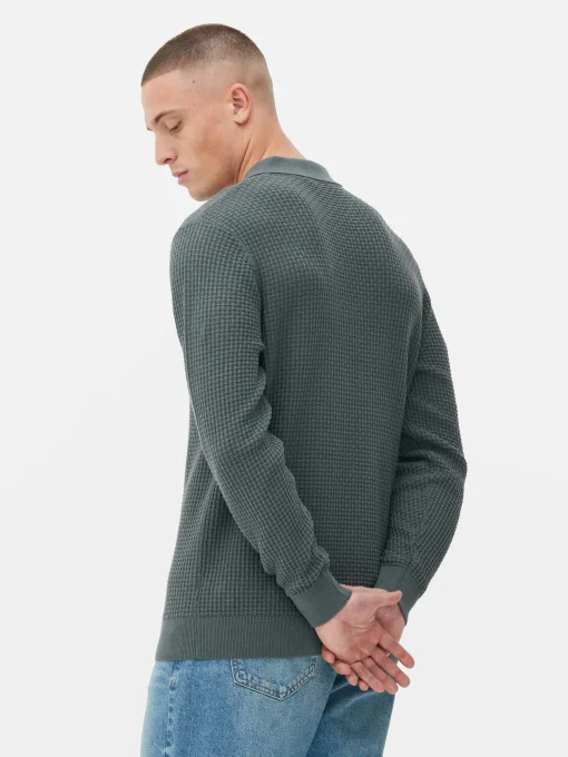 Textured Polo Sweater