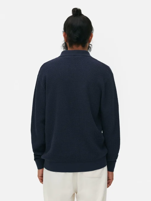 Textured Polo Sweater