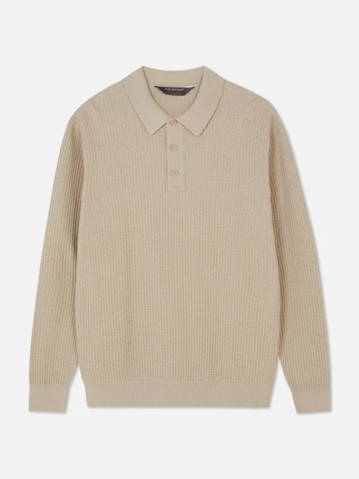 Textured Polo Sweater