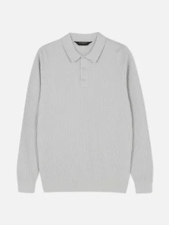 Textured Polo Sweater