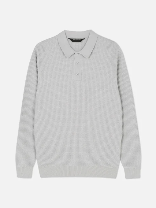 Textured Polo Sweater