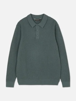 Textured Polo Sweater
