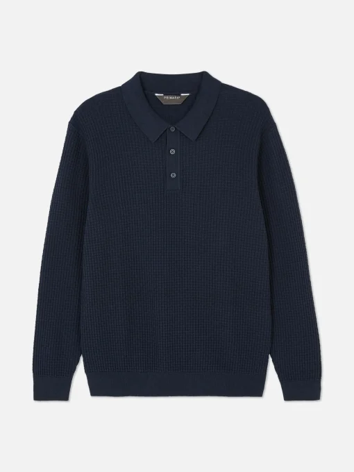 Textured Polo Sweater
