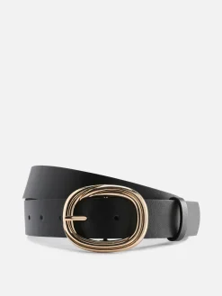 Textured Round Buckle Belt