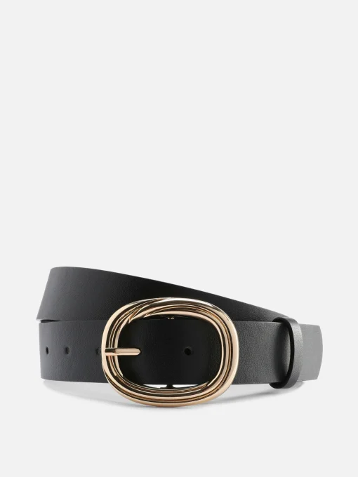 Textured Round Buckle Belt