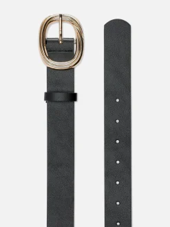 Textured Round Buckle Belt