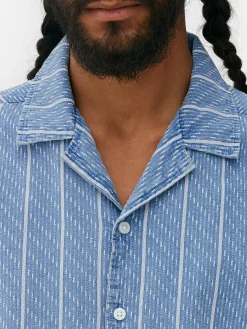 Textured Striped Short Sleeve Shirt