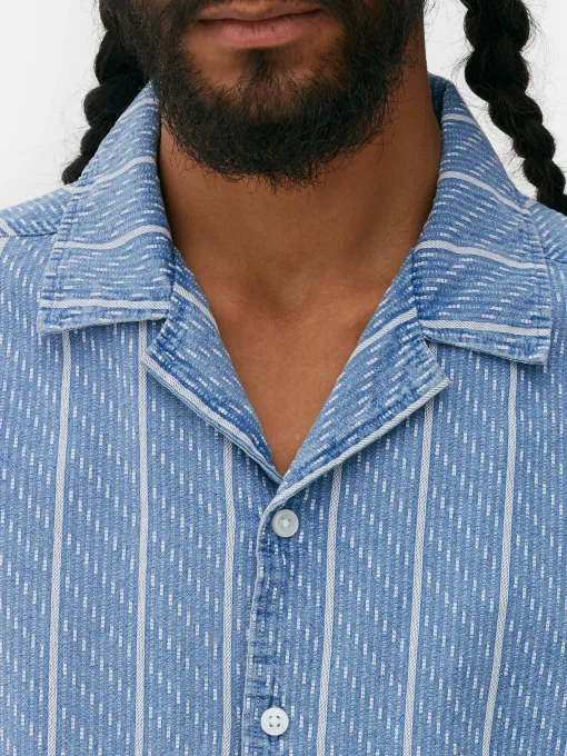 Textured Striped Short Sleeve Shirt