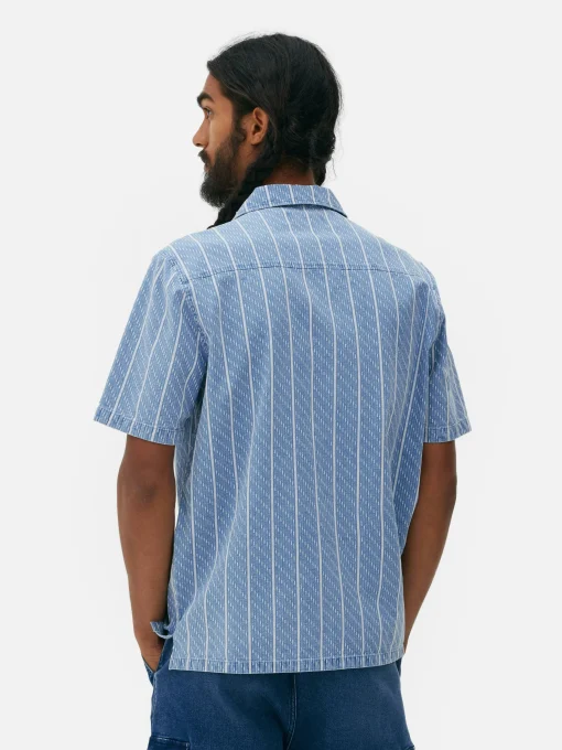 Textured Striped Short Sleeve Shirt