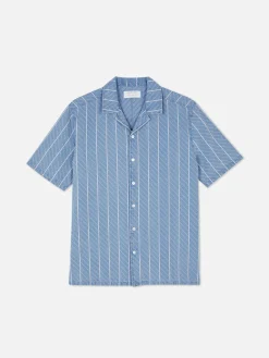 Textured Striped Short Sleeve Shirt