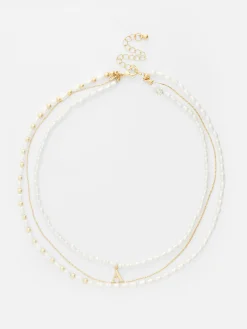 Three Row Initial Necklace
