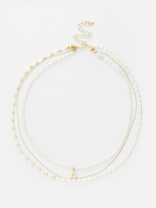 Three Row Initial Necklace