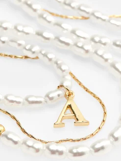 Three Row Initial Necklace