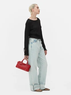 Tie Sleeve Crinkle Top