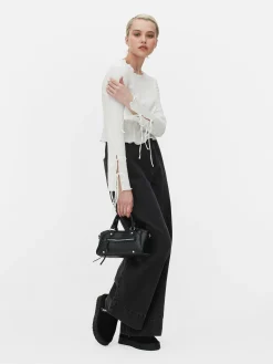 Tie Sleeve Crinkle Top