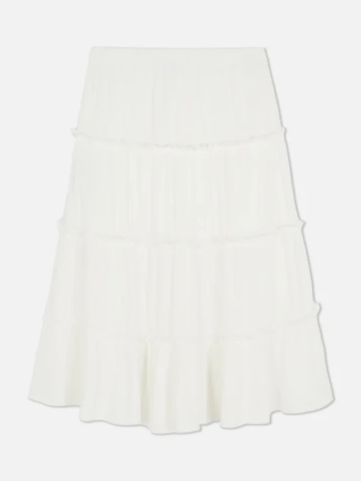 Tiered A-Line Midi Skirt
