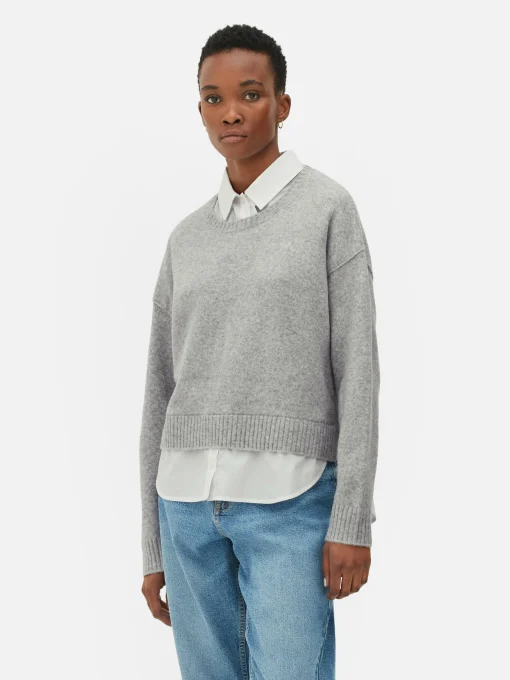 Two-in-One Collared Pullover