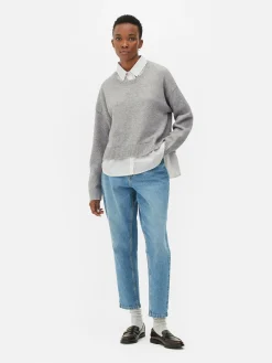 Two-in-One Collared Pullover