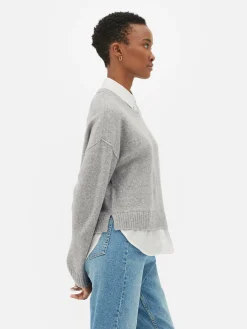 Two-in-One Collared Pullover