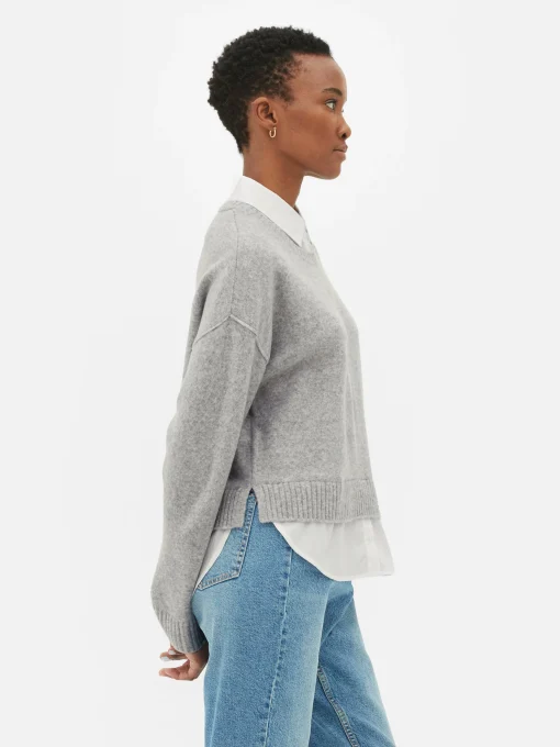 Two-in-One Collared Pullover