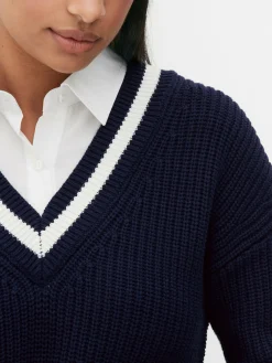 Two-in-One Preppy Pullover And Shirt